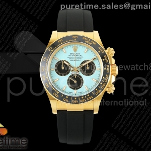 ARF 롤렉스 데이토나 옐로우골드 텅스텐(Cu-W) 티파니블루다이얼 블랙러버스트랩 162g Daytona 126518 ARF 1:1 Best Edition Tiffany Blue Dial on Oysterflex Strap DD4131 (Weighted)