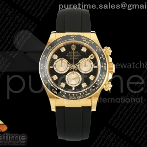 ARF 롤렉스 데이토나 옐로우골드 텅스텐(Cu-W) 블랙8P다이얼 블랙러버스트랩 162g  Daytona 126518 ARF 1:1 Best Edition Black/YG Diamonds Dial on Oysterflex Strap DD4131 (Weighted)