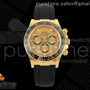 ARF 롤렉스 데이토나 옐로우골드 텅스텐(Cu-W) 골드다이얼 블랙러버스트랩 162g Daytona 126518 ARF 1:1 Best Edition YG Dial on Oysterflex Strap DD4131 (Weighted)