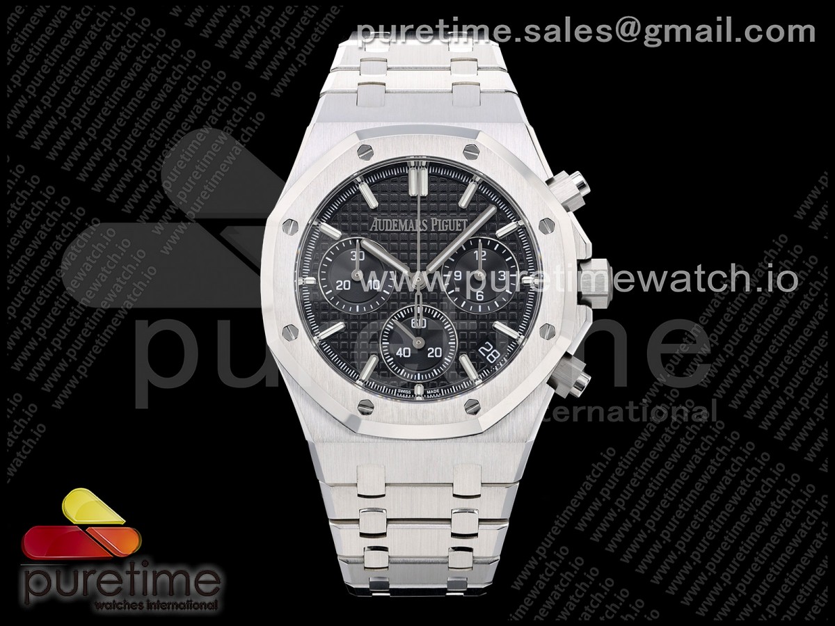 ZF V2 오데마피게 로얄오크 크로노 26420 블랙다이얼 블루러버스트랩 프리스프렁 Royal Oak Chrono 26240 SS ZF 1:1 Best Edition Black Dial on SS Bracelet SA4401 Super Clone V2 (Free Sprung)