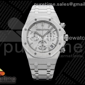ZF V2 오데마피게 로얄오크 크로노 26420 화이트다이얼 블루러버스트랩 프리스프렁 Royal Oak Chrono 26240 SS ZF 1:1 Best Edition White Dial on SS Bracelet SA4401 Super Clone V2 (Free Sprung)