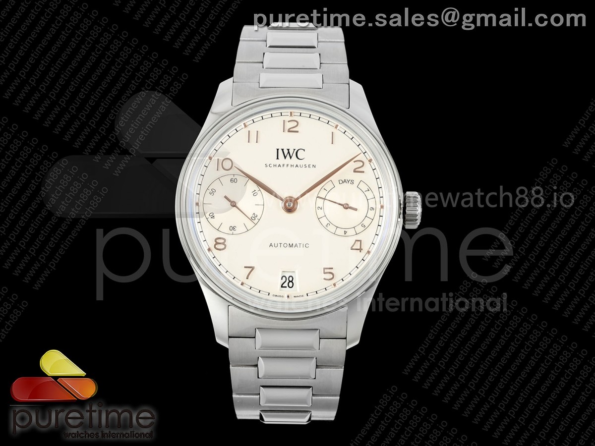 APSF IWC 포르투기져 오토매틱 42미리 화이트/골드다이얼 스틸브레이슬릿 Portugieser Automatic 42mm SS APSF 1:1 Best Edition White/RG Dial on SS Bracelet A52010