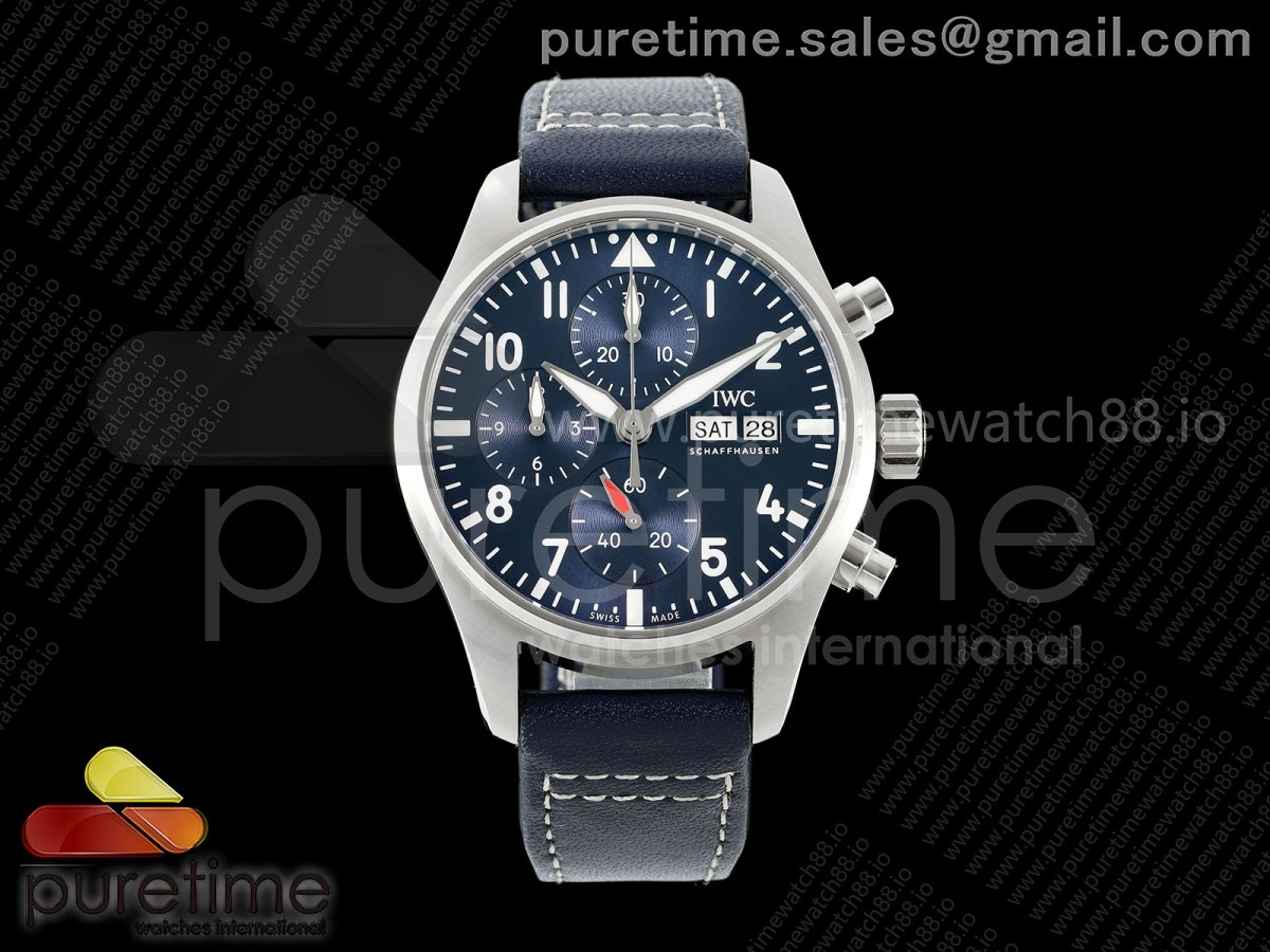 APSF IWC 파일럿 크로노 43미리 블루다이얼 블루가죽스트랩 Pilot Chrono IW378003 APSF 1:1 Best Edition Blue Dial on Blue Leather Strap SA69385 Super Clone