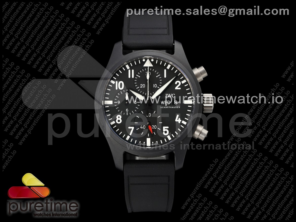 APSF IWC 파일럿 워치 크로노 탑건 블랙세라믹 IW389401 블랙다이얼 블랙러버스트랩 Pilot’s Watch Chrono 41 IW389401 TOP GUN Black Ceramic APSF 1:1 Best Edition on Black Rubber Strap DD69385 Super Clone