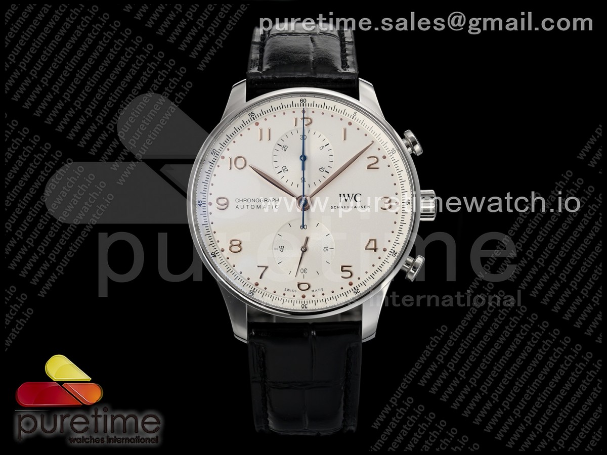 APSF IWC 포르투기저 크로노 IW371604 화이트다이얼 골드인덱스 블랙가죽스트랩 Portugieser Chrono IW371604 APSF 1:1 Best Edtion White/YG Dial on Black Leather Strap DD69355 Super Clone