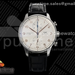 APSF IWC 포르투기저 크로노 IW371604 화이트다이얼 골드인덱스 블랙가죽스트랩 Portugieser Chrono IW371604 APSF 1:1 Best Edtion White/YG Dial on Black Leather Strap DD69355 Super Clone