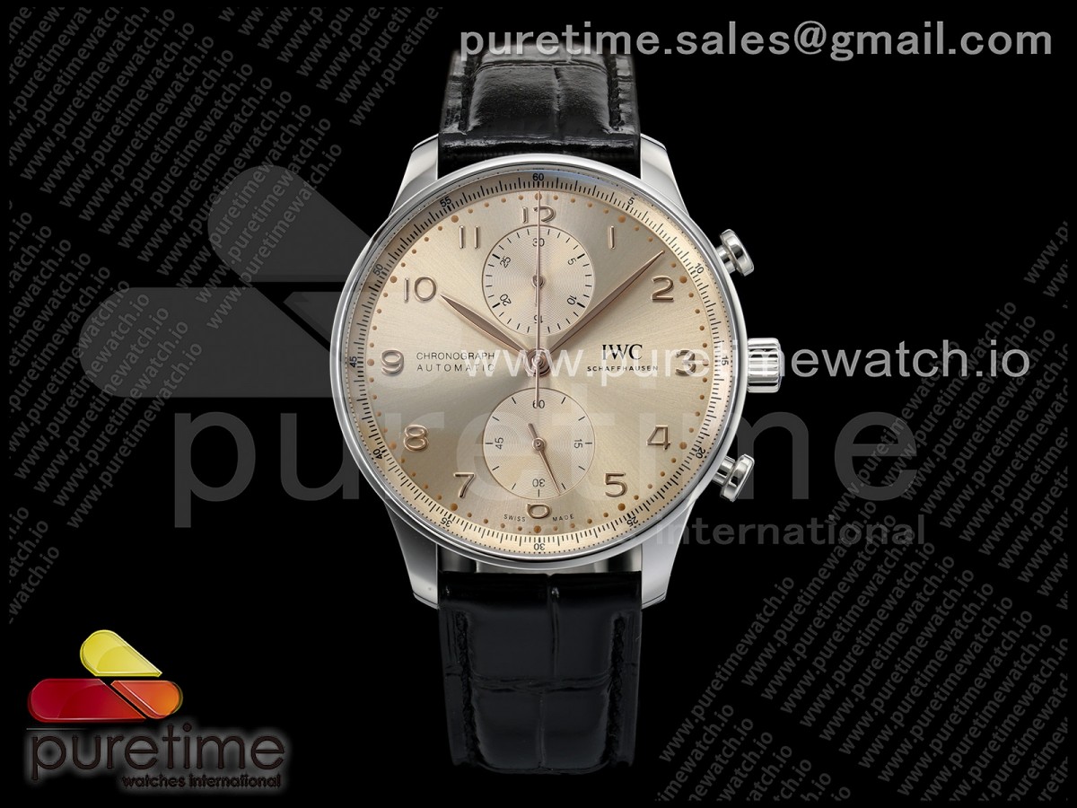 APSF IWC 포르투기저 크로노 IW371624 골드다이얼 골드인덱스 블랙가죽스트랩 Portugieser Chrono IW371624 APSF 1:1 Best Edtion Gold Dial on Black Leather Strap DD69355 Super Clone