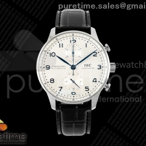 APSF IWC 포르투기저 크로노 IW371605 화이트/블루다이얼 블랙가죽스트랩 Portugieser Chrono IW371605 APSF 1:1 Best Edtion White/Blue Dial on Blue Leather Strap DD69355 Super Clone