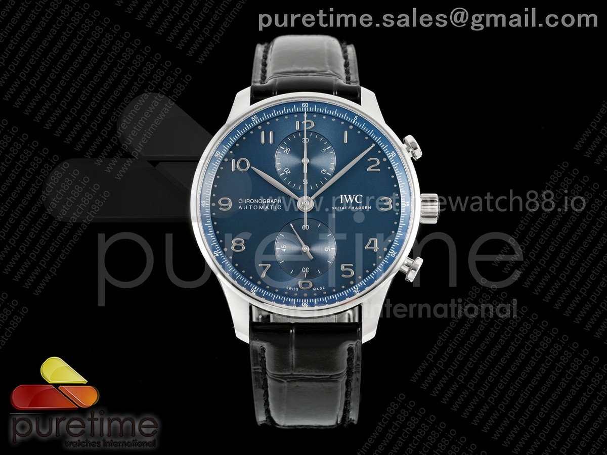 APSF IWC 포르투기저 크로노 IW371606 블루다이얼 블랙가죽스트랩 Portugieser Chrono IW371606 APSF 1:1 Best Edtion Blue Dial on Black Leather Strap DD69355 Super Cloneher Strap DD69355 Super Clone