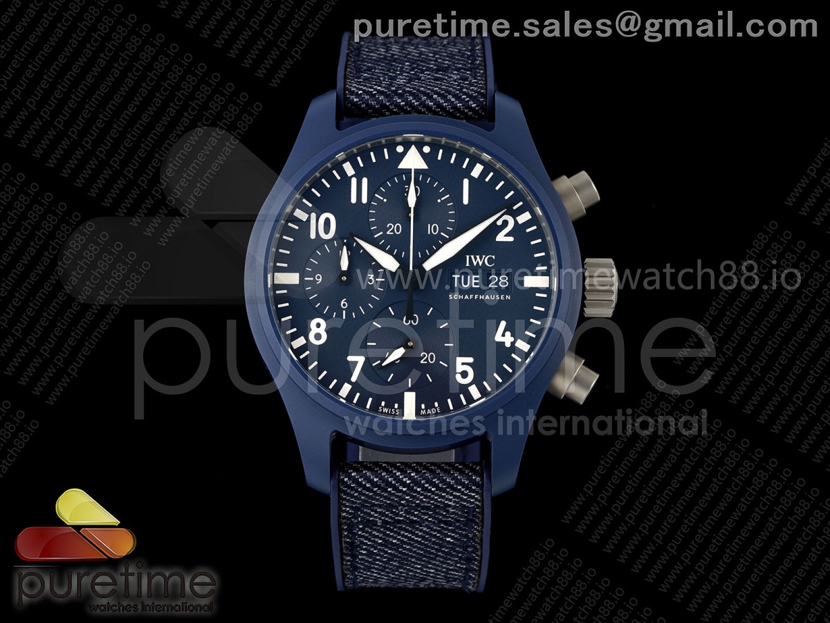 APSF IWC 탑건 오세아나 IW389404 블루세라믹 블루다이얼 블랙러버스트랩 Top Gun Oceana 41 IW389404 Blue Ceramic APSF 1:1 Best Edition on Blue Rubber Strap DD69385 Super Clone