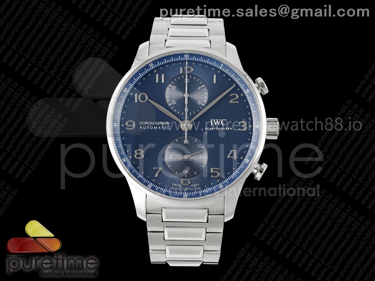 APSF IWC 포르투기저 크로노 IW3716 블루다이얼 스틸브레이슬릿 Portugieser Chrono IW3716 APSF 1:1 Best Edtion Blue Dial on SS Bracelet DD69355 Super Clone
