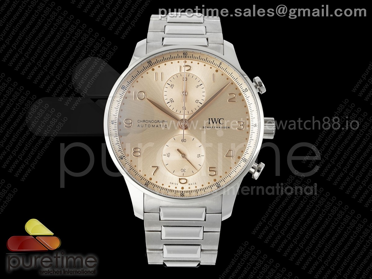 APSF IWC 포르투기저 크로노 IW3716 골드다이얼 스틸브레이슬릿 Portugieser Chrono IW3716 APSF 1:1 Best Edtion Gold Dial on SS Bracelet DD69355 Super Clone