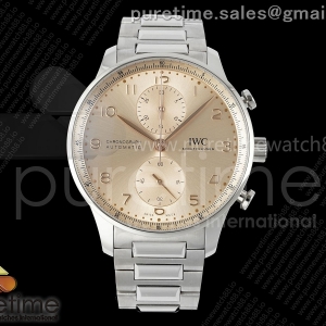 APSF IWC 포르투기저 크로노 IW3716 골드다이얼 스틸브레이슬릿 Portugieser Chrono IW3716 APSF 1:1 Best Edtion Gold Dial on SS Bracelet DD69355 Super Clone