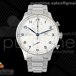 APSF IWC 포르투기저 크로노 IW3716 화이트/블루다이얼 스틸브레이슬릿 Portugieser Chrono IW371617 APSF 1:1 Best Edtion White/Blue Dial on SS Bracelet DD69355 Super Clone