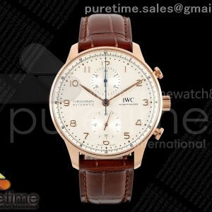 APSF IWC 포르투기저 크로노 로즈골드 IW371611 화이트다이얼 브라운가죽스트랩 Portugieser Chrono IW371611 RG APSF 1:1 Best Edition White Dial on Brown Leather Strap DD69355 Super Clone