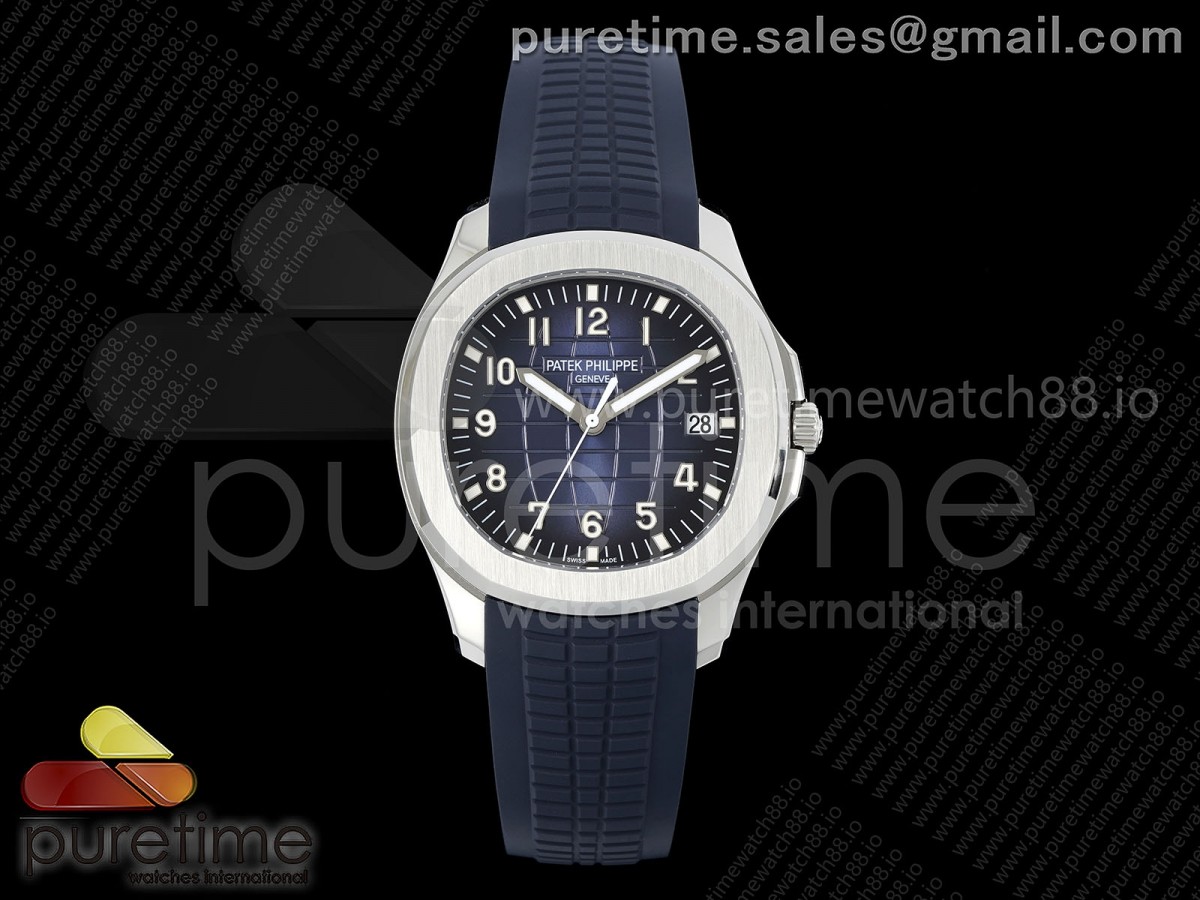 APWF 파텍필립 아쿠아넛 5168 텅스텐(Cu-W) 블루다이얼 블루러버스트랩 Aquanaut 5168G 42mm SS APWF 1:1 Best Edition Blue Dial on Blue Rubber Strap A324 Super Clone (Weighted)