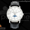 APSF 블랑팡 빌레레 6654 화이트다이얼 블랙가죽스트랩  Villeret 6654 SS Complicated Function APSF 1:1 Best Edition White Dial on Black Leather Strap A6654
