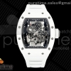 APSF 리차드밀 RM055 화이트세라믹 스켈레톤다이얼 화이트러버스트랩 RM055 White Ceramic APSF 1:1 Best Edition on White Rubber Strap RMUL2 Super Clone