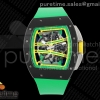 APSF 리차드밀 RM061 블랙세라믹 그린스켈레톤다이얼 그린러버스트랩 RM061 Black Ceramic APSF 1:1 Best Edition on Green Rubber Strap RMUL2 Super Clone