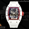 APSF 리차드밀 RM055 화이트세라믹 레드스켈레톤다이얼 화이트러버스트랩 RM055 White Ceramic APSF 1:1 Best Edition Red Inner Bezel on White Rubber Strap RMUL2 Super Clone