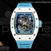 APSF 리차드밀 RM055 화이트세라믹 블루스켈레톤다이얼 블루러버스트랩 RM055 White Ceramic APSF 1:1 Best Edition Blue Inner Bezel on Blue Rubber Strap RMUL2 Super Clone