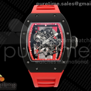 APSF 리차드밀 RM055 블랙세라믹 레드스켈레톤다이얼 레드러버스트랩  RM055 Black Ceramic APSF 1:1 Best Edition on Red Inner Bezel on Red Rubber Strap RMUL2 Super Clone