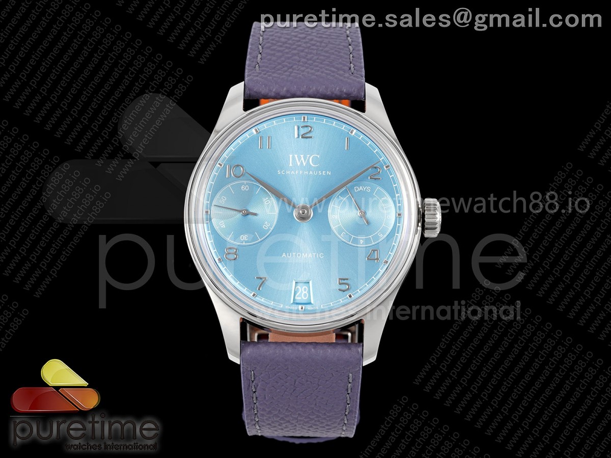 APSF IWC 포르투기저 오토매틱 42미리 IW502708 아이스블루다이얼 퍼플가죽스트랩  Portugieser Automatic 42mm SS APSF 1:1 Best Edition Ice Blue Dial on Purple Leather Strap A52011