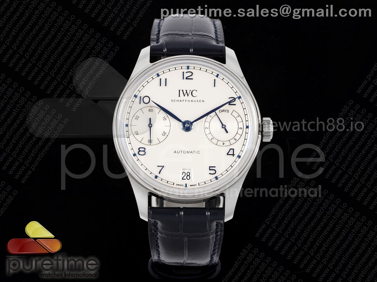 APSF IWC 포르투기저 오토매틱 42미리 IW502702 화이트다이얼 블루핸즈 블랙가죽스트랩 Portugieser Automatic 42mm SS APSF 1:1 Best Edition White Dial Blue Marker on Blue Leather Strap A52011