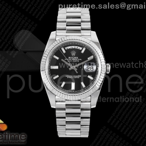 TMF 롤렉스 데이데이트40 텅스텐(Cu-W) 208g 블랙바게트다이얼 스틸브레이슬릿 Day Date 40 SS TMF 1:1 Best Edition Black Crystal Dial on President Bracelet VR3255