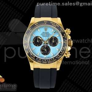 UFOF 롤렉스 데이토나 옐로우골드 텅스텐(Cu-W) 티파니블루다이얼 블랙러버스트랩 157g Daytona 126518 UFO 1:1 Best Edition Tiffany Blue Dial on Oysterflex Strap UF4131 (Free Sprung)