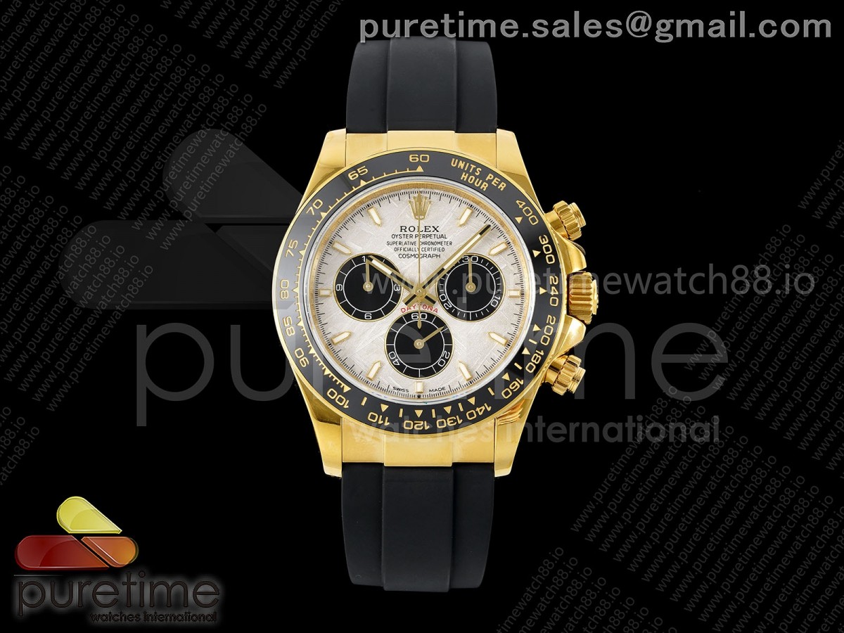 UFOF 롤렉스 데이토나 옐로우골드 텅스텐(Cu-W) 메테오다이얼 블랙러버스트랩 157g Daytona 126518 UFO 1:1 Best Edition Meteorite Dial on Oysterflex Strap UF4131 (Free Sprung)