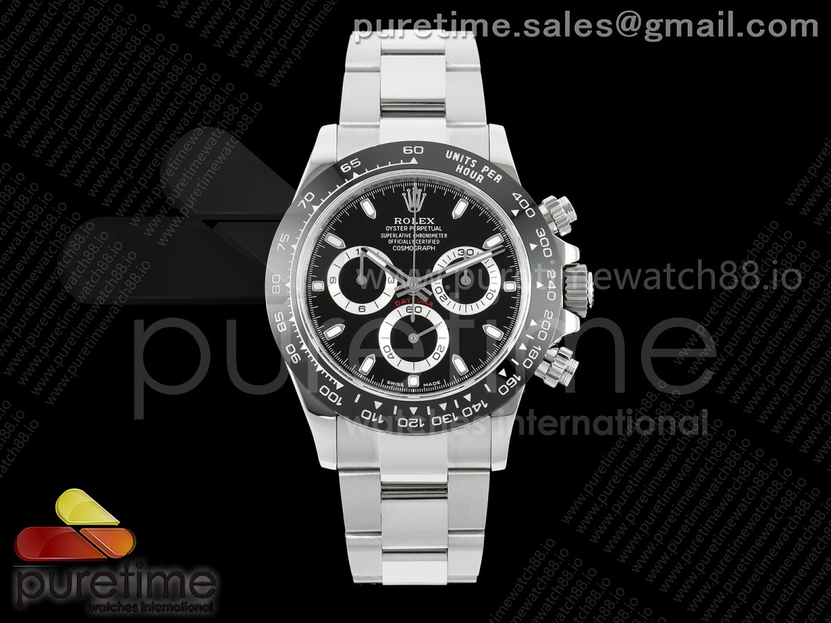 UFOF 롤렉스 데이토나 세라빅베젤 블랙다이얼 스틸브레이슬릿 UF4130 (Free Sprung) Daytona 116500 UFO 1:1 Best Edition Black Dial on Braclet UF4130 (Free Sprung)