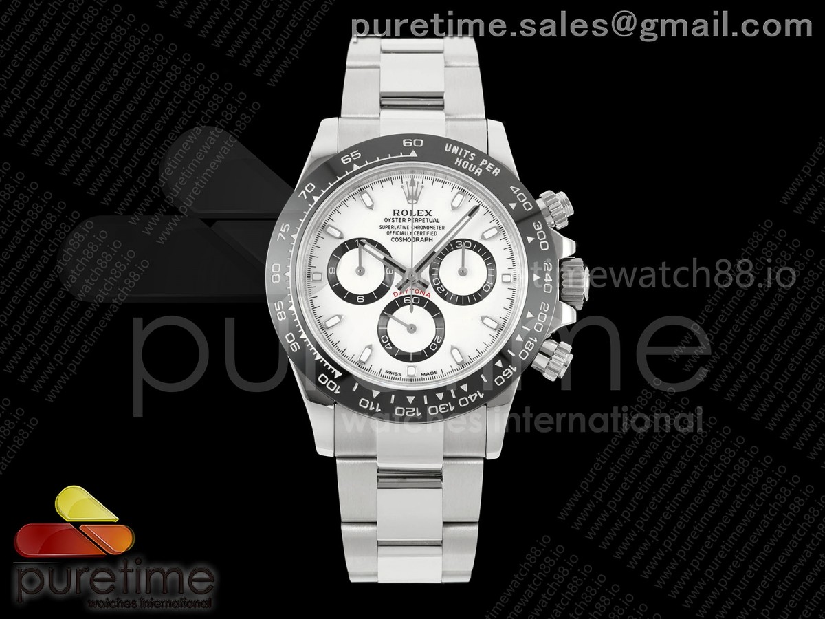 UFOF 롤렉스 데이토나 세라빅베젤 화이트다이얼 스틸브레이슬릿 UF4130 (Free Sprung) Daytona 116500 UFO 1:1 Best Edition White Dial on Braclet UF4130 (Free Sprung)