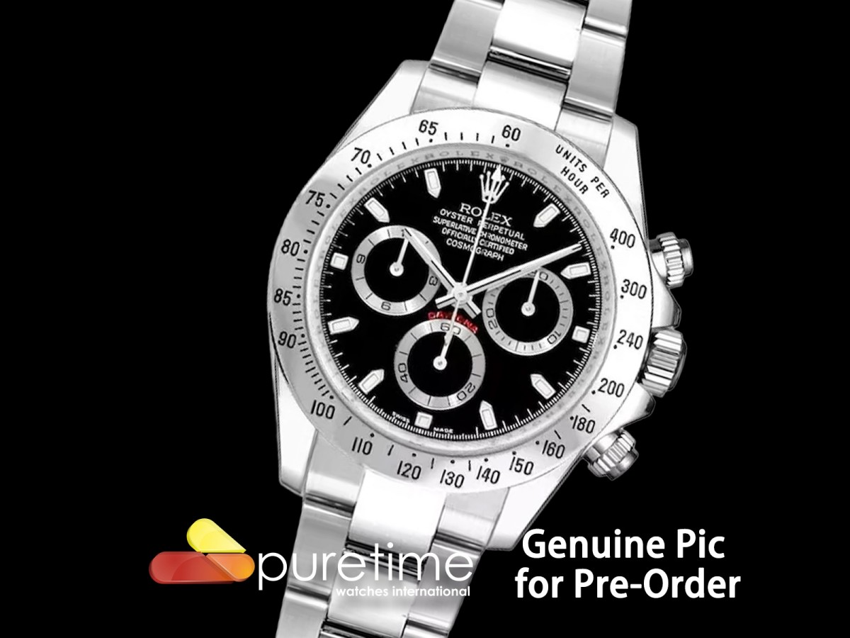 UFOF 롤렉스 데이토나 스틸베젤 블랙다이얼 스틸브레이슬릿 UF4130 (Free Sprung) Daytona 116520 UFO 1:1 Best Edition Black Dial on Braclet UF4130 (Free Sprung)