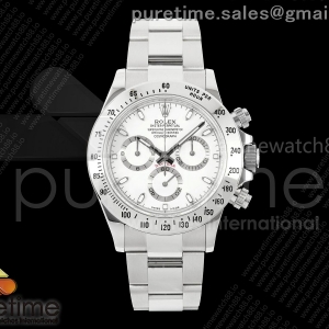 UFOF 롤렉스 데이토나 스틸베젤 화이트다이얼 스틸브레이슬릿 UF4130 (Free Sprung) Daytona 116520 UFO 1:1 Best Edition White Dial on Braclet UF4130 (Free Sprung)