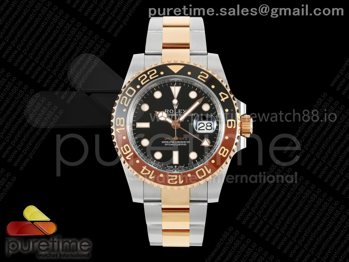 VF V공장 롤렉스 지엠티마스터2 로즈골드콤비 블랙/브라운인서 블랙다이얼 스틸브레이슬릿 로트비어 GMT Master II 126711 CHNR 904L SS VF 1:1 Best Edition on SS/RG Bracelet DD3285 CHS