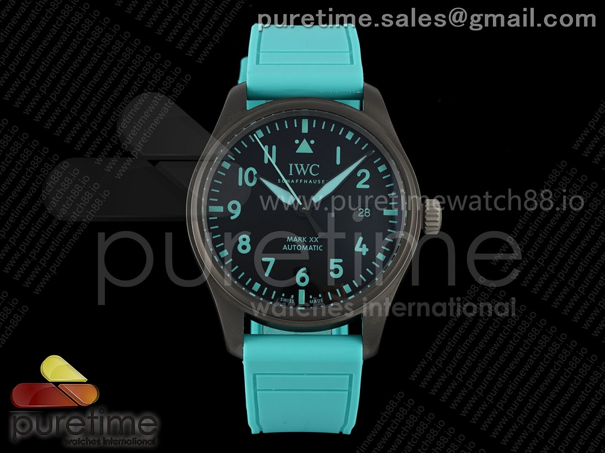 BLSF IWC 마크20 PVD블랙 블랙다이얼 그린러버스트랩 Mark XX IW328210 PVD BLSF Best Edition Black Dial on Green Rubber Strap MIYOTA 9015