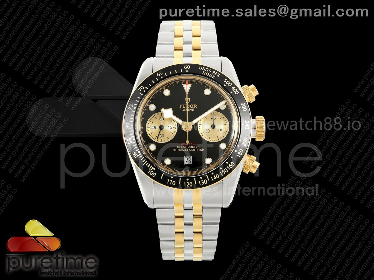 BLSF 튜더 블랙베이 크로노 옐로우골드콤비  블랙다이얼 스틸브레이슬릿 Black Bay Chrono SS/YG BLSF 1:1 Best Edition Black/YG Dial on Jubilee Strap A7750