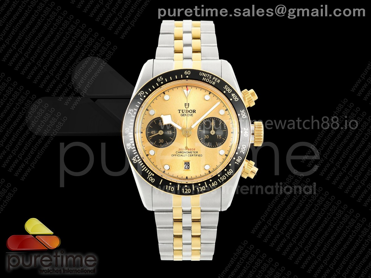 BLSF 튜더 블랙베이 크로노 옐로우골드콤비 골드다이얼 스틸브레이슬릿  Black Bay Chrono SS/YG BLSF 1:1 Best Edition YG Dial on Jubilee Strap A7750