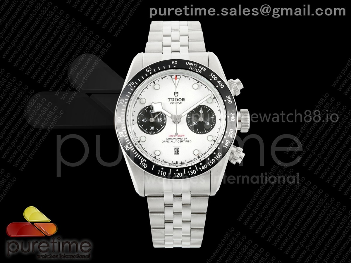 BLSF 튜더 블랙베이 크로노 화이트다이얼 스틸브레이슬릿 Black Bay Chrono SS BLSF 1:1 Best Edition White/Black Dial on Jubilee Strap A7750