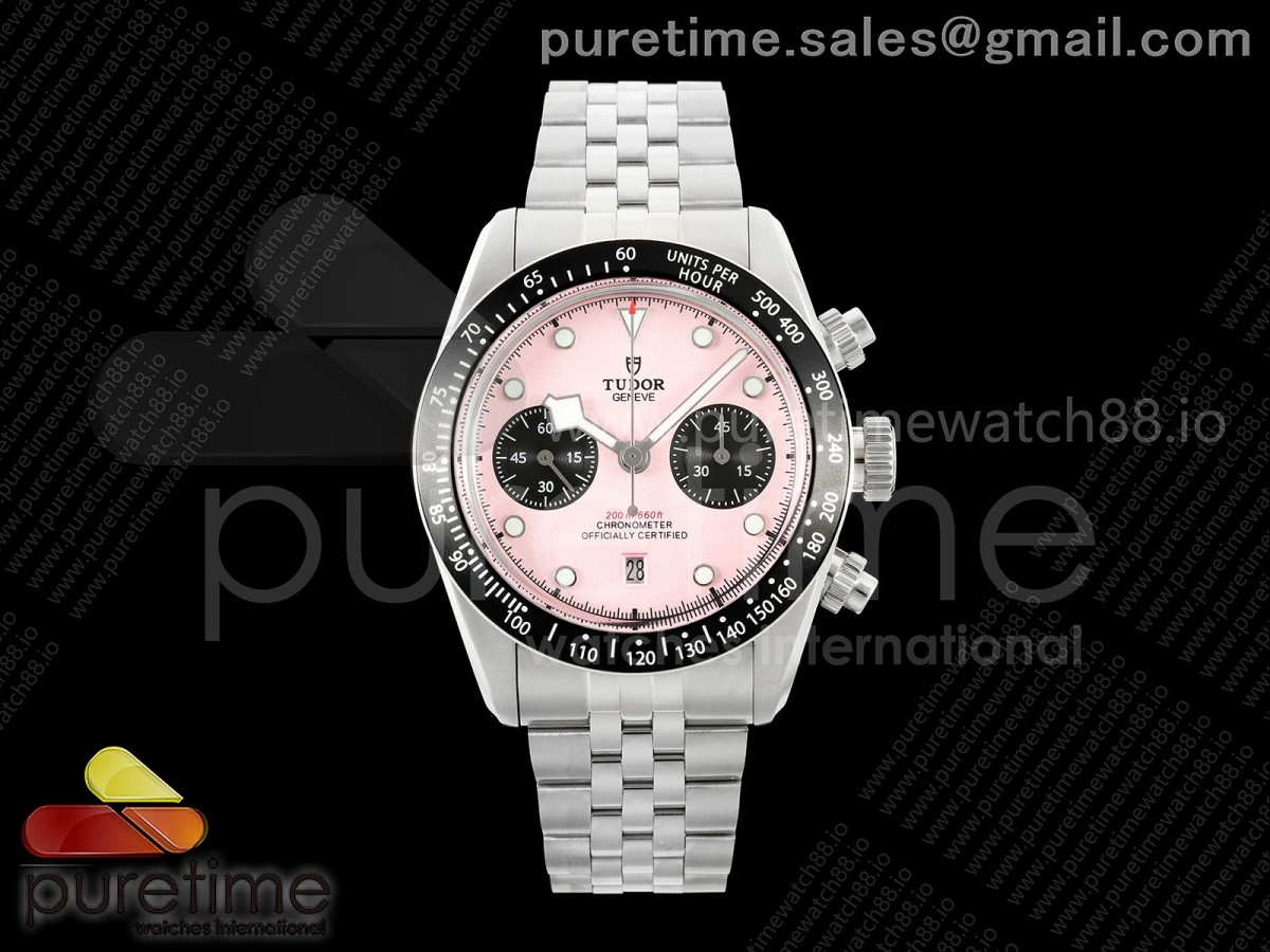 BLSF 튜더 블랙베이 크로노 핑크다이얼 스틸브레이슬릿 Black Bay Chrono SS BLSF 1:1 Best Edition Pink Dial on Jubilee Strap A7750