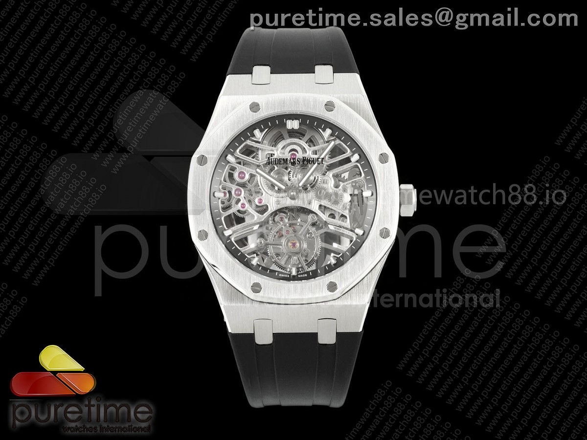 APPF 오데마피게 로얄오크 뚜르비옹 26735 스켈레톤다이얼 블랙러버스트랩 Royal Oak Skeleton Tourbillon SS 26735 APPF Best Edition on Black Rubber Strap