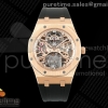 APPF 오데마피게 로얄오크 뚜르비옹 26735 로즈골드 스켈레톤다이얼 블랙러버스트랩 Royal Oak Skeleton Tourbillon RG 26735 APPF Best Edition on Black Rubber Strap