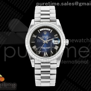 CBDF 롤렉스 데이데이트40 텅스텐(Cu-W) 다이아베젤 블루옴브다이얼 스틸브레이슬릿 210g Day Date 40 SS CBDF 1:1 Best Edition Blue Ombre Roman Dial Diamonds Bezel on President Bracelet VR3255 (210g)