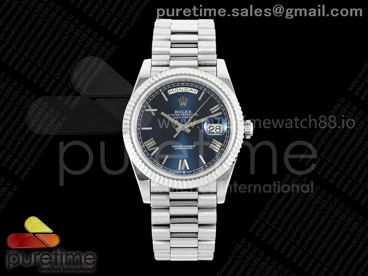 CBDF 롤렉스 데이데이트40 텅스텐(Cu-W) 블루로만다이얼 스틸브레이슬릿 210g Day Date 40 SS CBDF 1:1 Best Edition Blue Roman Dial on President Bracelet VR3255 (210g)