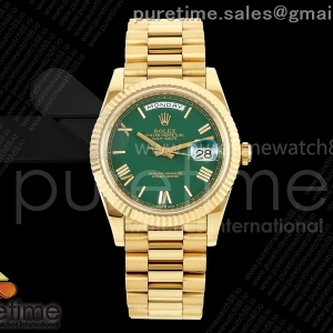 CBDF 롤렉스 데이데이트40 옐로우골드 텅스텐(Cu-W) 그린로만다이얼 스틸브레이슬릿 210g  Day Date 40 YG CBDF 1:1 Best Edition Green Roman Dial on President Bracelet VR3255 (210g)