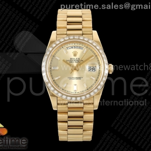 CBDF 롤렉스 데이데이트40 옐로우골드 텅스텐(Cu-W) 다이아베젤 골드바게트다이얼 스틸브레이슬릿 210g Day Date 40 YG CBDF 1:1 Best Edition YG Crystal Dial Diamonds Bezel on President Bracelet VR3255 (210g)