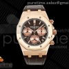 DDF 오데마피게 로얄오크 크로노 26240 로즈골드 브라운다이얼 브라운가죽스트랩 175g Royal Oak Chrono 26240 RG DDF 1:1 Best Edition Brown Dial on Brown Leather Bracelet DD4401 Super Clone (SW Dial)
