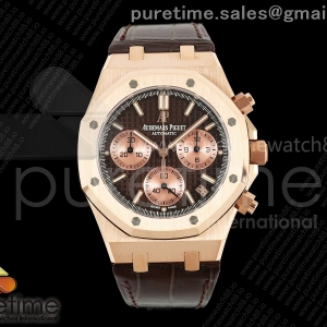 DDF 오데마피게 로얄오크 크로노 26240 로즈골드 브라운다이얼 브라운가죽스트랩 175g Royal Oak Chrono 26240 RG DDF 1:1 Best Edition Brown Dial on Brown Leather Bracelet DD4401 Super Clone (SW Dial)