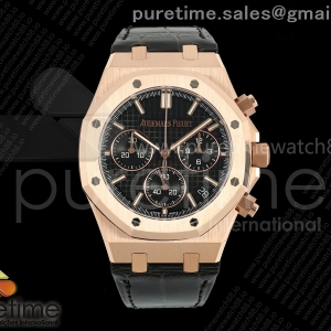 DDF 오데마피게 로얄오크 크로노 26240 로즈골드 블랙다이얼 블랙가죽스트랩 175g Royal Oak Chrono 26240 RG DDF 1:1 Best Edition Black Dial on Black Leather Bracelet DD4401 Super Clone (SW Dial)